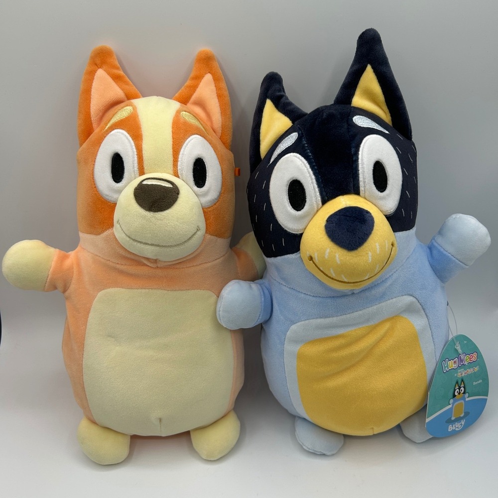 BUNDLE 2 Hug Mees by Squishmallows Bluey Bandit Bingo 10" Plush Stuffed Animals